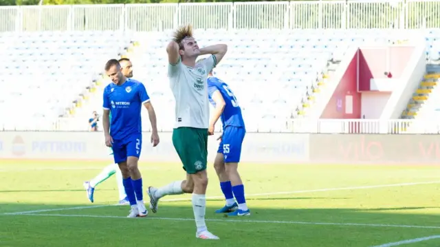Nathan Lowe missed Hibs' best chance of the game