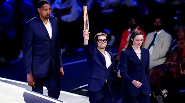 Keiron Achara, Neil Fachie and Hannah Miley