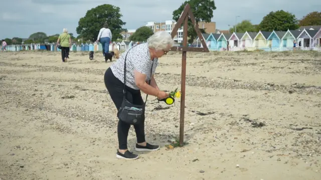 A woman on a beach