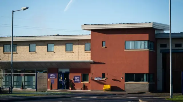 A view of the entrance to HMP Bronzefield in Ashford, Surrey