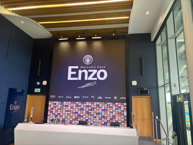 'Welcome back Enzo' sign at Man City press conference
