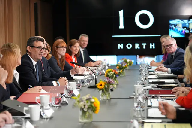 Andy Burnham holds a National Economic Council meeting at No 10 North at Heron House
