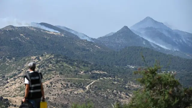 Forest fires burn at the mountains of Robledo de Chavela, near Madrid, Spain