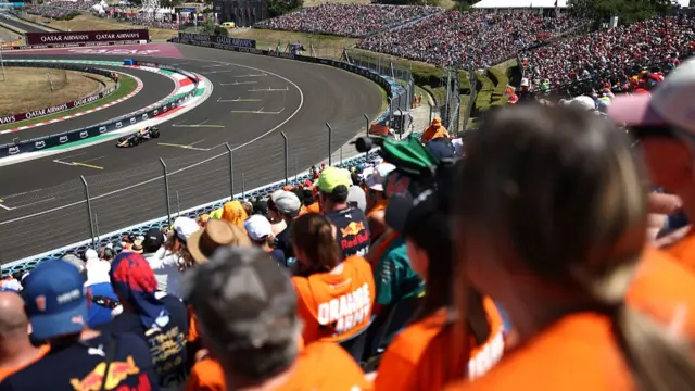 The crowd looking on at Isack Hadjar on track