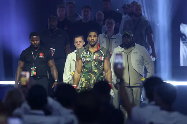 Anthony Joshua makes his way to the ring
