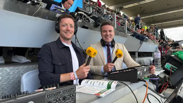 Former Monaghan footballer Conor McManus with BBC Sport presenter Thomas Niblock
