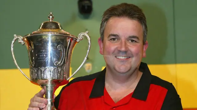 Phil Taylor with World Matchplay trophy