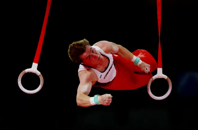 Dolci performs on the rings