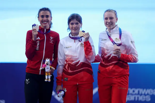 Sophie Hahn (centre), Olivia Breen (left) and Maddie Down (right)
