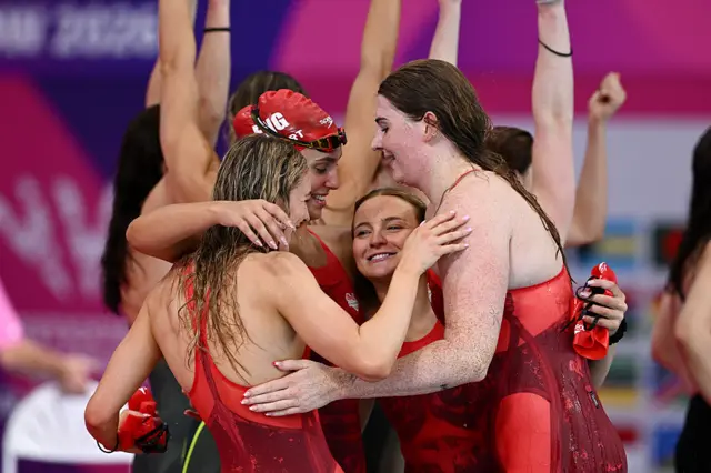 England's team celebrates