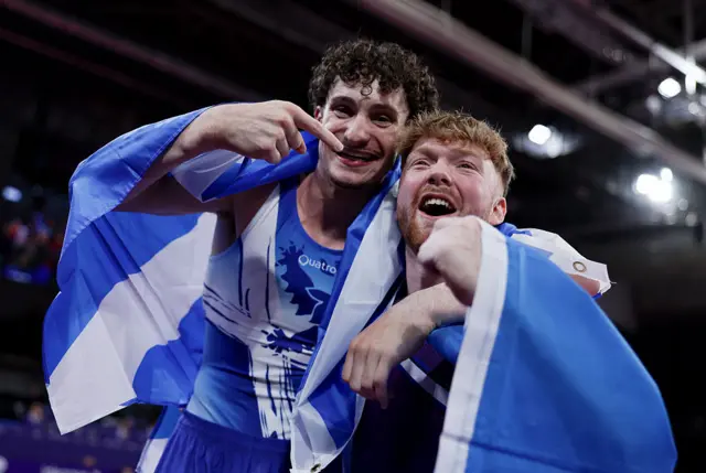 Silver medalist Reuben Ward and Bronze medalist Cameron Lynn of Team Scotland