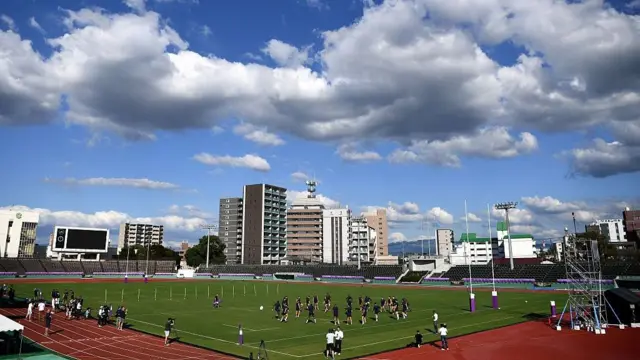 Rugby team in a training session