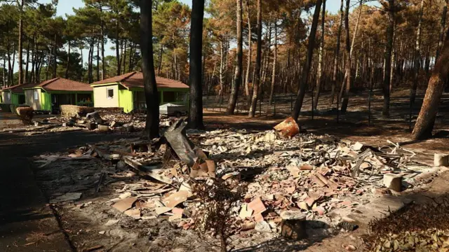 A burnt out campsite in the Lege-Cap-Ferret municipality