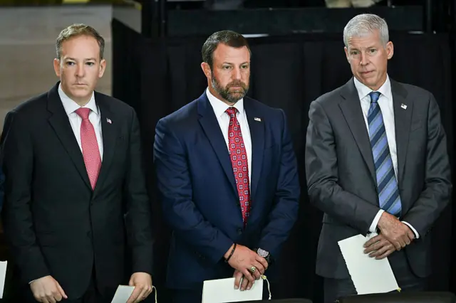 EPA Administrator Lee Zeldin, US Secretary of Homeland Security Markwayne Mullin and US Secretary of Energy Chris Wright attend a Congressional tribute to late US Senator Lindsey Graham