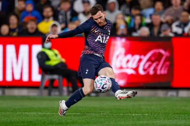 Andy Robertson of Tottenham Hotspur crosses the ball during the Sydney Super Cup match