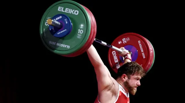 England's Josh Hutton lifting weights