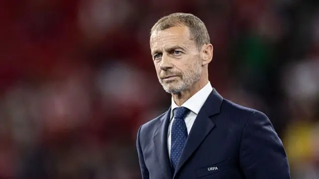 Aleksander Ceferin of Slovenia seen during the UEFA Champions League 2025/2026 between Paris Saint-Germain and Arsenal at Puskas Arena. Final score; Paris Saint-Germain 1 : 1 Arsena