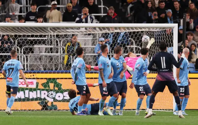 Tottenham Hotspur's Mathys Tel scores their first goal from a free-kick