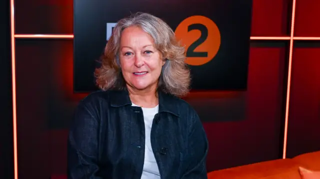 Tiggy Walker sitting with a Radio 2 screen behind her.