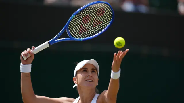 Belinda Bencic of Switzerland serves