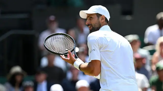 Novak Djokovic of Serbia reacts