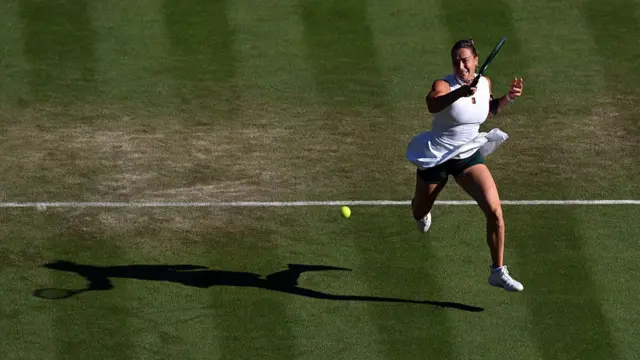 Aryna Sabalenka plays a forehand