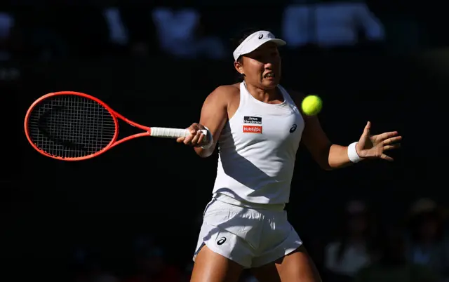 Claire Liu of United States plays a forehand
