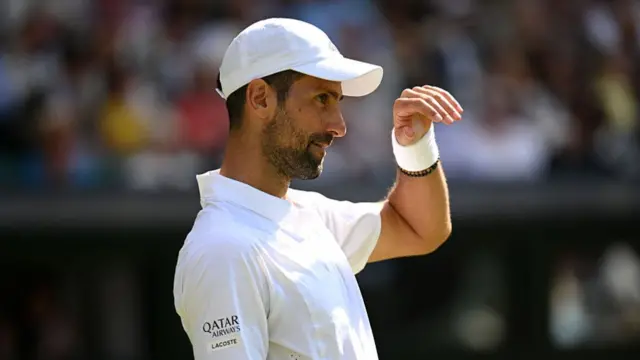 Novak Djokovic of Serbia reacts