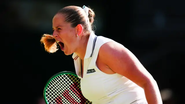 Jelena Ostapenko celebrates