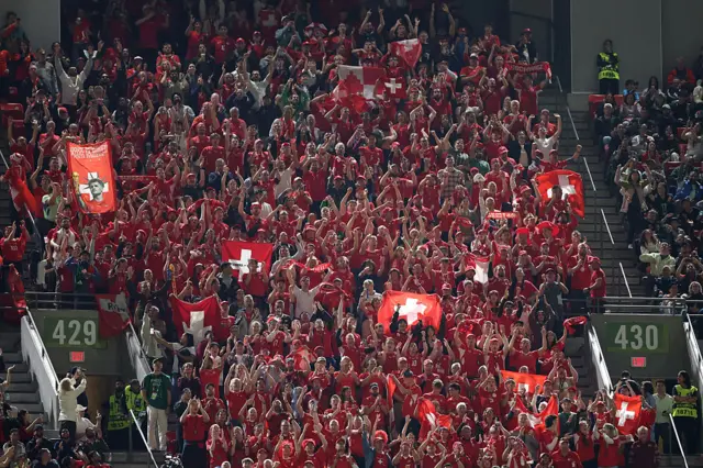 Switzerland fans cheer in the stands