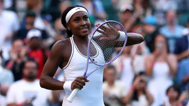 Coco Gauff of United States acknowledges the crowd