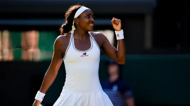 Coco Gauff celebrates