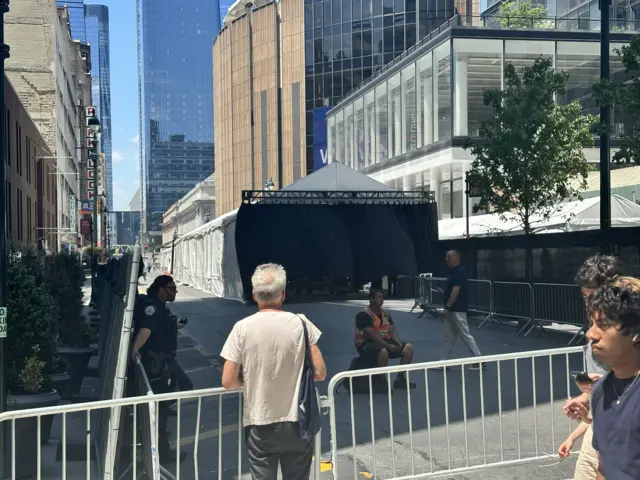 A tent outside Madison Square Garden