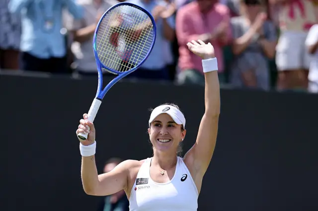 Belinda Bencic celebrates winning