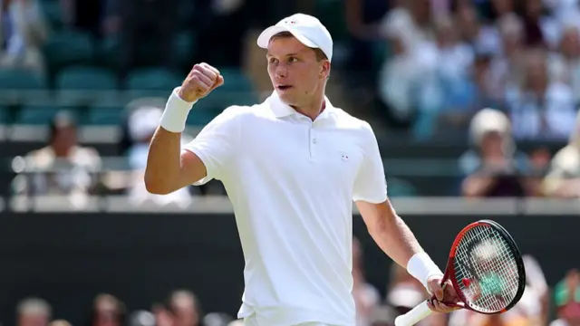 Jenson Brooksby of United States reacts