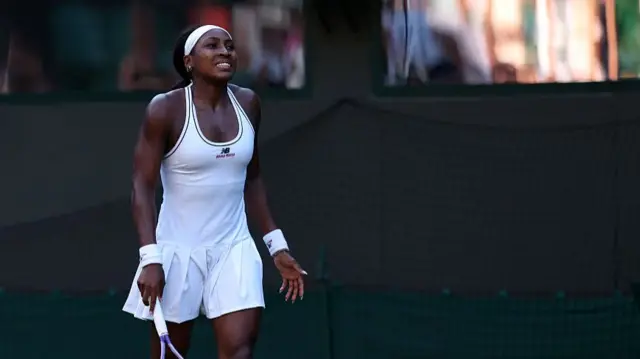 Coco Gauff of United States reacts