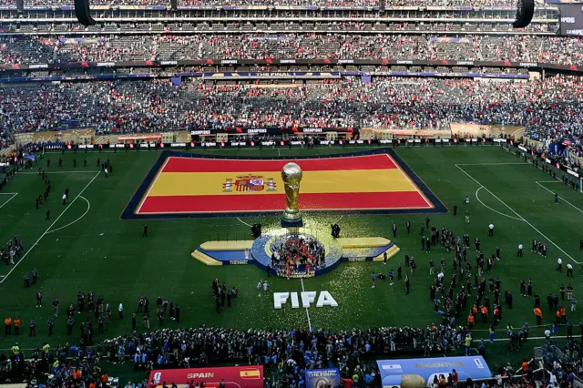 Spain celebrate winning the World Cup
