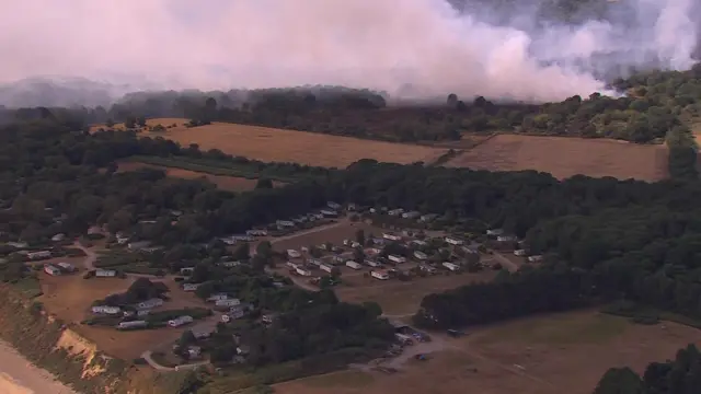 aerial shot of caravan park
