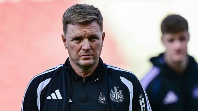 Newcastle United Head Coach Eddie Howe looks on before the Pre Season Friendly between Bristol City and Newcastle United at Ashton Gate Stadium on July 29, 2026 in Bristol, England.