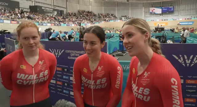Rhian Edmunds, Lowri Thomas and Emma Finucane