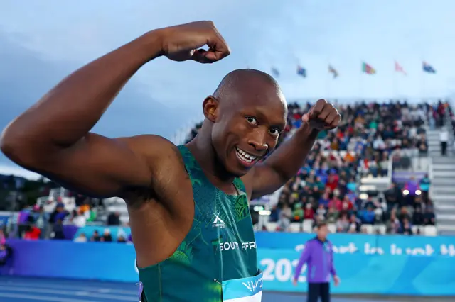 Gold medalist Sinesipho Dambile of Team South Africa