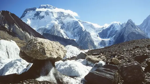 Frozen terrain in Broad Peak in Pakistan