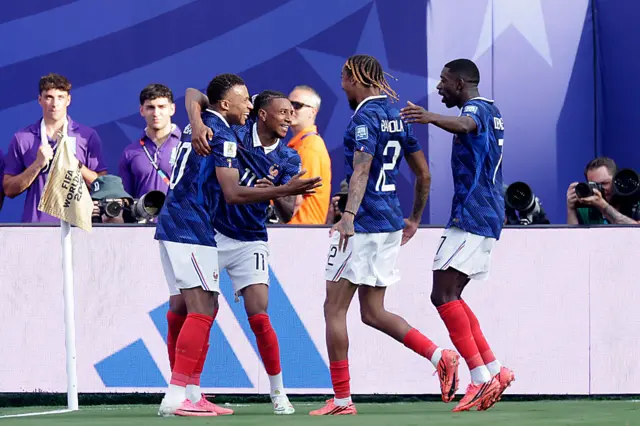 France players celebrate scoring goals