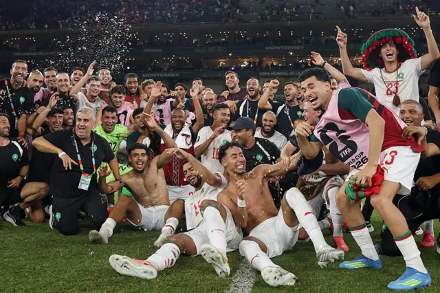 Morocco's players celebrate
