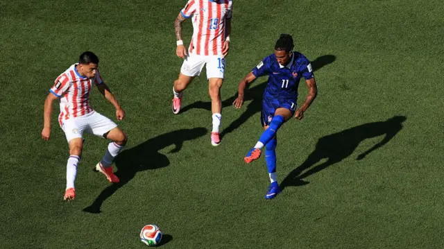 Michael Olise passes the ball