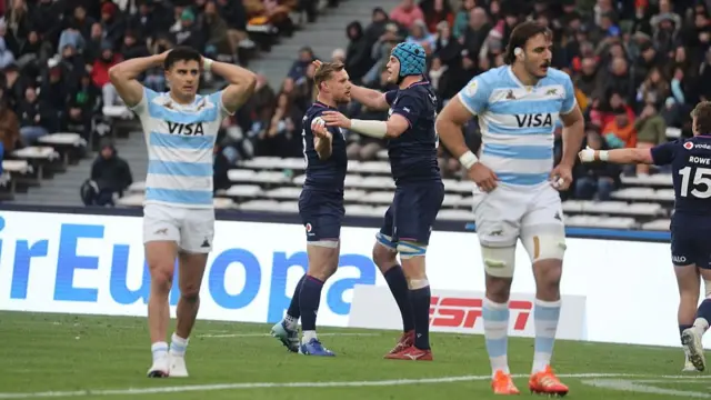 Scott Cummings celebrates his try against Argentina