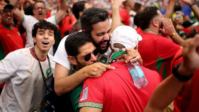 Fans of Morocco celebrate