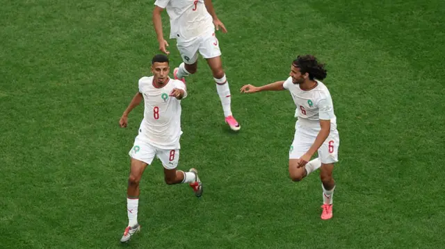 Azzedine Ounahi celebrates scoring