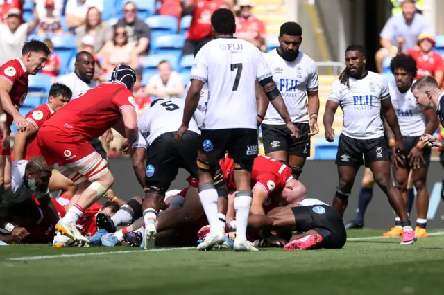 Rhys Carre scores for Wales
