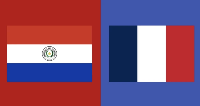 Paraguay flag and France flag